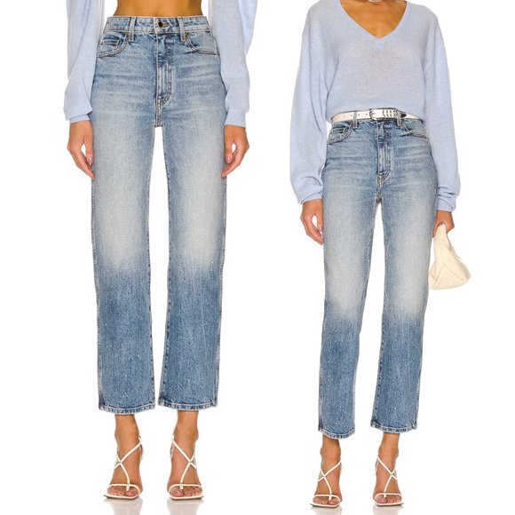 ❌SOLD❌NWT Khaite Abigail Denim Jeans High-rise Straight-leg Sz 27 Janesville - Picture 2 of 11